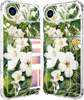 Compatible with iPhone 17 Air Case Card Holder for Women Cute Design,Wallet Phone Cases Transparent Cool Kawaii Protective (Clear Green Flowers Tropical Jungle)