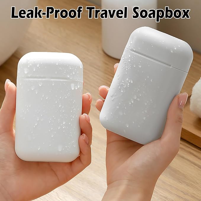 AIDIMMING Compact Travel Soap Case, Leakproof Soap Container with Lid, Portable Bar Soap Holder for Traveling, Soap Box for Bathroom, Shower, Gym, School, Camping, Vacation, Outdoor (White)