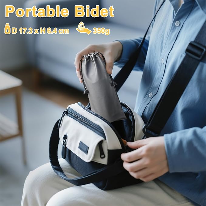 SoulBay Electric Portable Bidet for Travel, 400ml Rechargeable Handheld Toilet Sprayer with Adjustable High Pressure, Waterproof Personal Hygiene Peri Bottle for Postpartum, Camping & Office