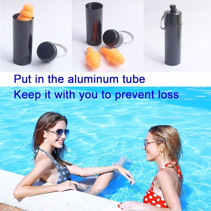 Earplugs for Sleeping, 27 Pairs Silicone Ear Plugs for Swimming with Aluminum Carry Case Noise Reduction for Learning, Hearing Protection, Concerts, Airplanes, Shooting for Woman, Man, Kids (27)