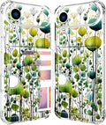 Compatible with iPhone 17 Air Case Card Holder for Women Cute Design,Wallet Phone Cases Transparent Cool Kawaii Protective (Clear Green Flower Leaves Buds)