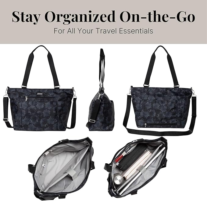 Baggallini Essential Laptop Tote - Work Tote Bag with Laptop Sleeve - Lightweight Travel Crossbody Shoulder Bag for Women