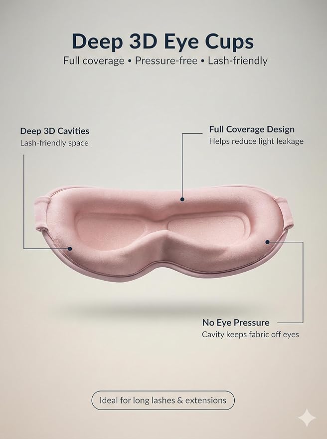 Weighted Eye Mask for Sleeping 2 Pack - 3D Contoured Sleep Masks for Women Men, Blackout Eye Mask for Travel, Meditation, Airplane, Memory Foam, Adjustable Strap Purple Pink