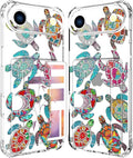 Compatible with iPhone 17 Air Case Card Holder for Women Cute Design,Wallet Phone Cases Transparent Cool Kawaii Protective (Clear Sea Turtles Animal Tribal)