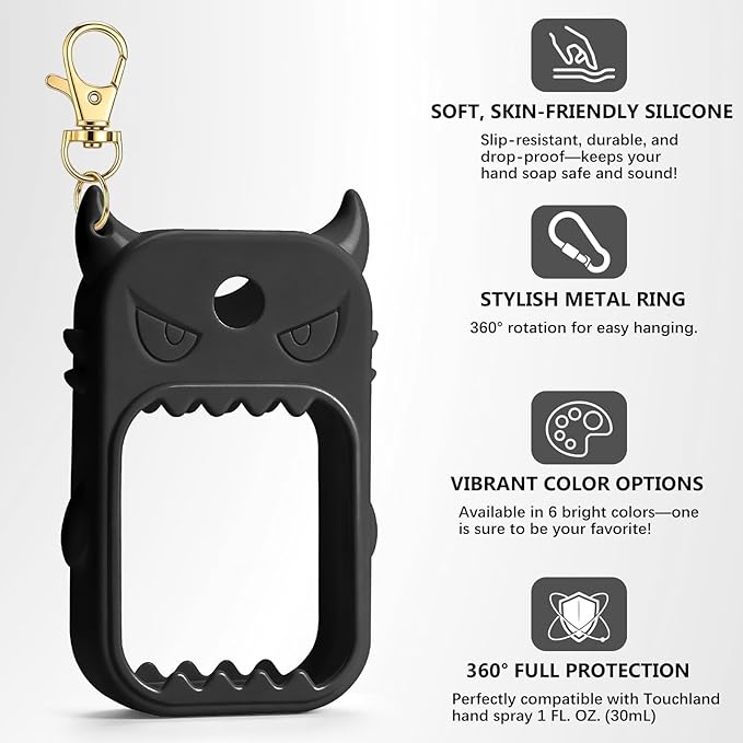 JAMIEWIN Spray Hand Sanitizer Case Compatible with Touchland Hand Sanitizer 1fl. Oz. Monster Silicone Case Holder Accessory