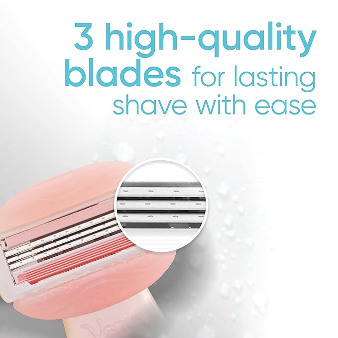 Gillette Venus Mini On The Go Women's Razor Handle with 3 ComfortGlide White Tea Scent Blade Refills + 1 Travel Case