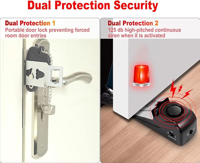 MBBEST Door Stop Alarm & Hotel Door Lock,Dual Protection Security Door Kit,Door Security Devices Pocket Door Stopper Self Defensey Tools for Hotel Travel Home Apartment House