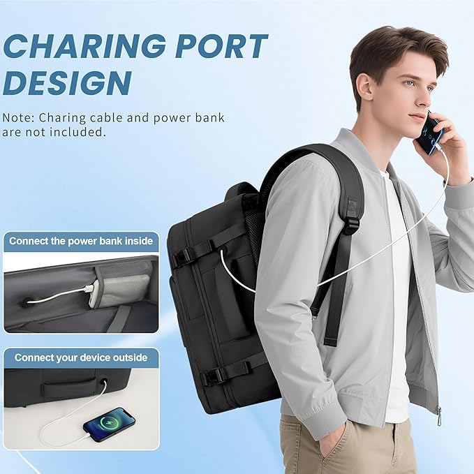 Sinaliy Travel Backpack for Men Women, Personal Item Travel Bag with Multi-Pockets, Airline Approved Carry on Backpack Fits 16inch Laptop, Waterproof Casual Backpack for College,Travel, Work