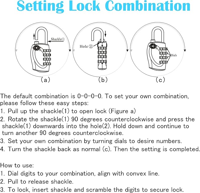 Lumintrail TSA Approved Locks, 4 Digit Combination Luggage Locks TSA Approved, Travel Locks for Luggage & Suitcase with 4-FT Steel Cable, Black, 1 Pack