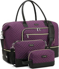 Duffle Bag for Women Travel, Weekender Bag Overnight Bag with Shoe Compartment, Carry on Bag with Crossbody Purse for Over Night, Weekend, Yoga, Gym, Business Trips, Hospital, Purple Black