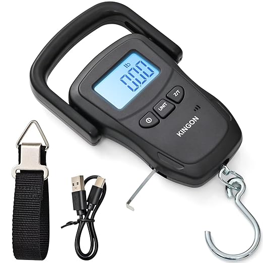 Rechargeable Luggage Scale, Digital Portable Bag Scale for Travel, Suitcase Weight Scale with Strap & Comfortable Handle, 110lb/50kg Capacity