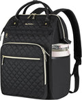 EMPSIGN 17 Inch Laptop Backpack for Women, Work Business Travel Computer College Bags, Large Capacity Water-repellent Quilted Casual Daypack, Black