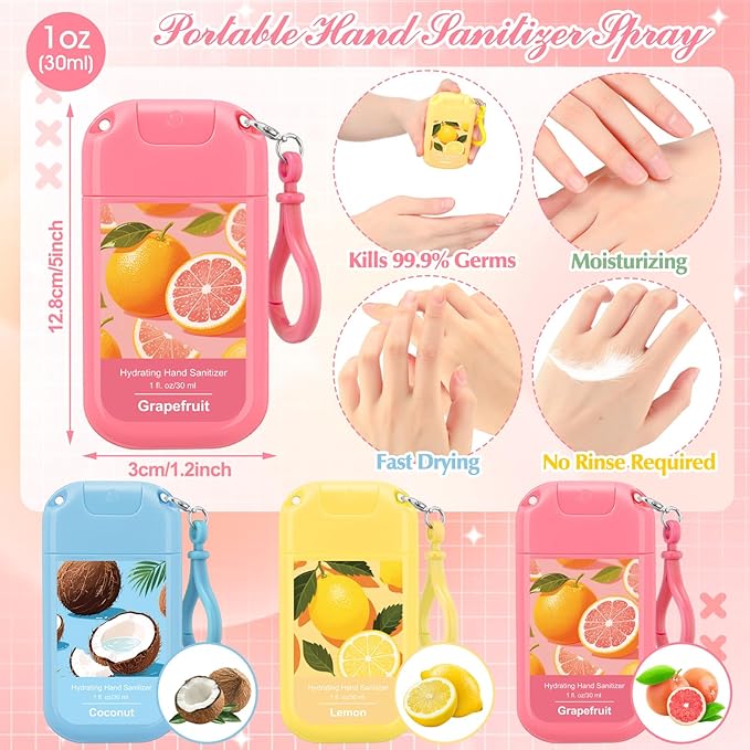 Set of 3 Power Mist Hydrating Hand Sanitizer Spray Bulk Travel Size Refreshing Hand Sanitizer 0.67 Fl. oz Compact Card Spray Bottle Eucalyptus Sandalwood Aloe Scent for Men Gift Car Compartment