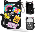 Cat Silicone Case for Touchland Hand Sanitizer Spray with Keychain&Charms,Compatible with Power Mist & Glow Mist 1 FL Oz/30ML for Touchland Case,Cute Travel Cover Sleeve Accessory (Black Cat)