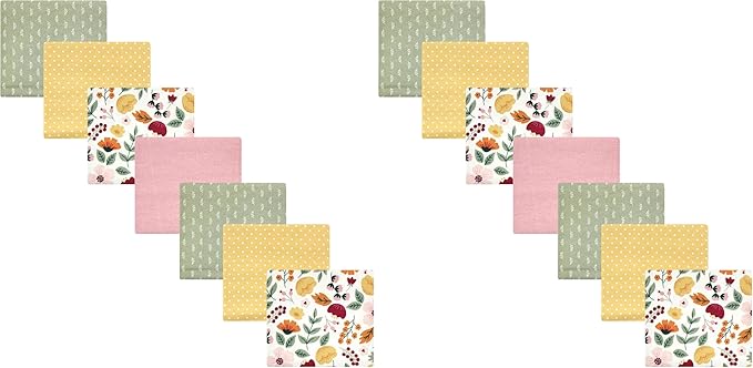 Hudson Baby Unisex Baby Cotton Flannel Receiving Blankets Bundle, Fall Botanical, One Size (Pack of 2)