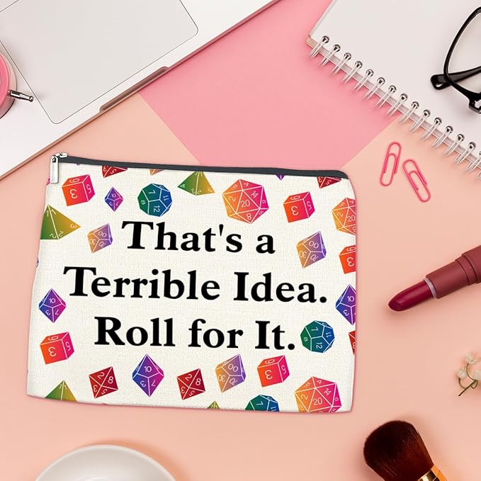 LyoGao DND Gift Makeup Bag Dice Game Cosmetic Bag Dice DND Bags Gifts for Women