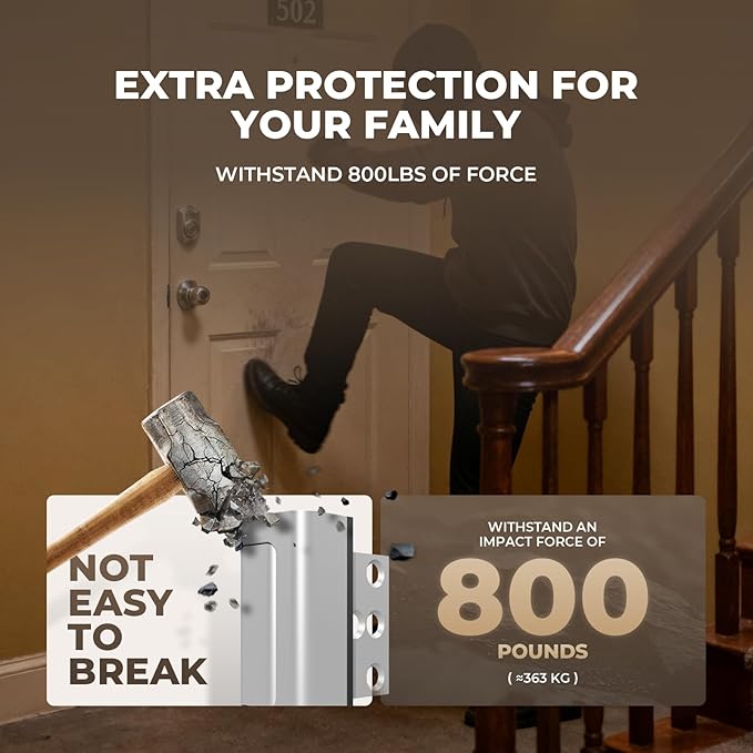 6 Pack Home Security Door Reinforcement Lock, Childproof Safety Door Lock Latch Stopper, Removable Screw-Mounted, Prevent Home Unauthorized Entry, Aluminum Construction, Withstands 800 lbs