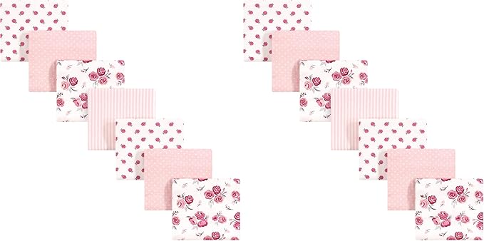 Hudson Baby Unisex Baby Cotton Flannel Receiving Blankets Bundle, Cream Rose, One Size (Pack of 2)