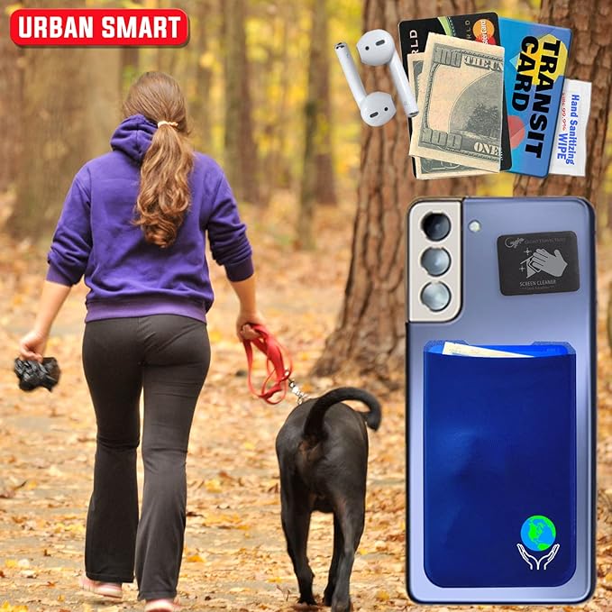 Phone Wallet - Adhesive Card Holder - Cell Phone Pouch - Stick on Lycra Pocket by Gecko - Carry Credit Cards and Cash