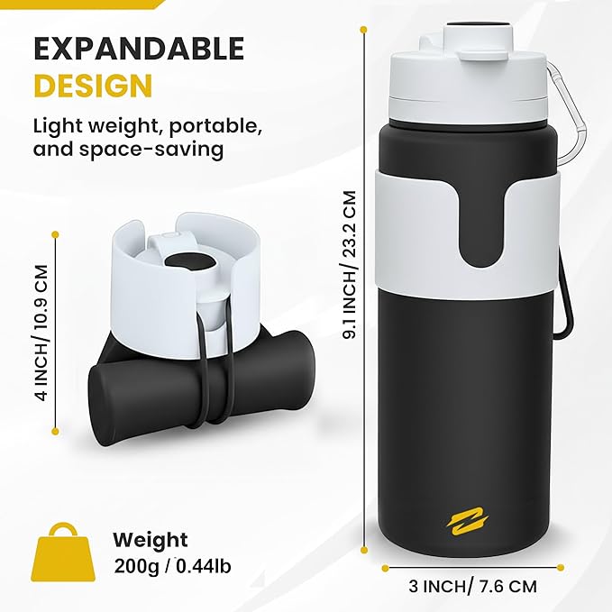 Collapsible Water Bottles – BPA-Free Silicone, Leak-Proof & Lightweight Foldable Water Bottle for Travel, Hiking, Camping, Sports & Everyday Use – Compact, Reusable, Portable, Easy Clean
