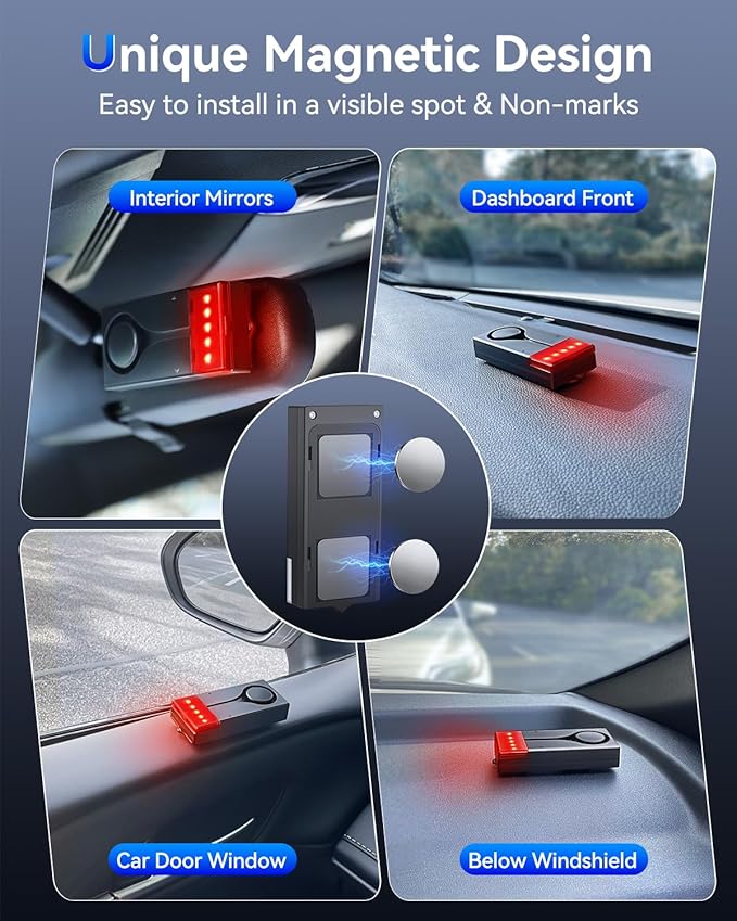 108dB Car Alarm System, Car Anti-Theft Vibration Sensor Alarm & Red Light, Wireless Remote Anti Theft Vehicle Device with Magnetic Install Design for RV, SUV, Truck