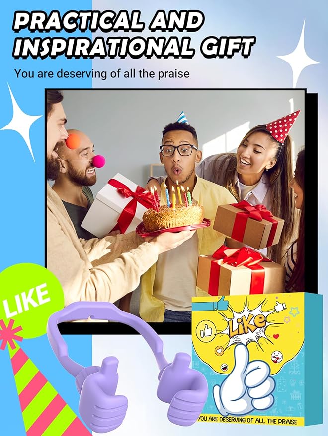 Gifts for Adults Men Women Teens: Girls Boys Gifts for Kids Thumbs Up Lazy Cell Phone Stand Holder for Desk Funny Gift for Dad Mom Wife Husband Teenage Stocking Stuffers Cool Gadget Trendy Stuff