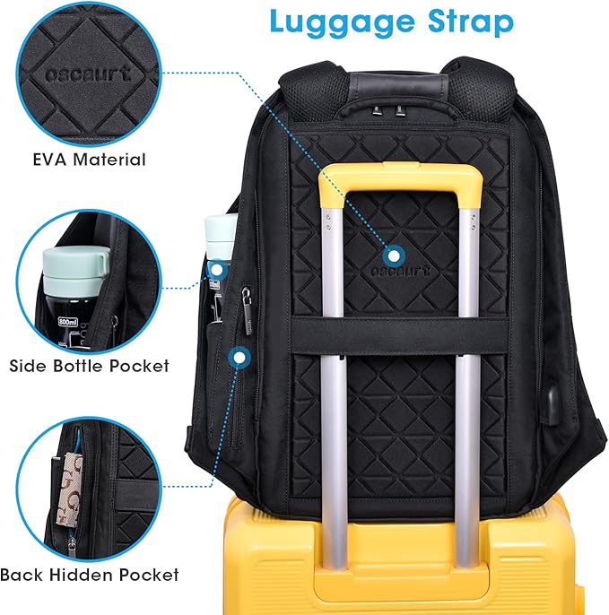oscaurt Anti Theft Backpack 15.6 Inch Laptop Travel Backpack with Hidden Zipper and USB Charging Port Waterproof Business Computer Bag for Men & Women