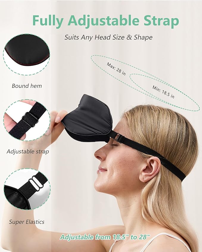 BeeVines Sleep Mask, 4 Packs 100% Real Natural Pure Silk Eye Masks with Adjustable Strap for Sleeping, Mulberry Silk Eye Sleep Shade Cover, Block Light Reduces Puffy Eyes Traveling Gifts(Black)