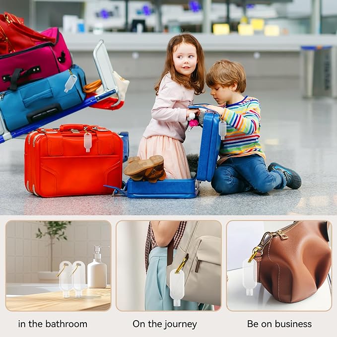 Travel Bottles with Keychain,1.7oz (50ml) Leakproof Squeeze Bottles with Flip Cap, Refillable Containers for Hand Sanitizer Travel, Gym office(6 Pack)