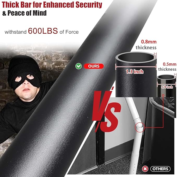 600LB Door Barricade Security bar- 24.5-50.7'’ Adjustable Door Stopper Stick for Front,Home,Apartment,Hotel,Heavy Duty Safety Lock Blocker Jammer-Women,Traveler Must Have