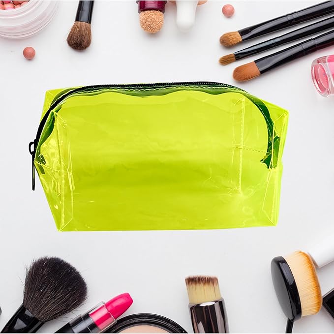 TSA Approved Clear PVC Toiletry Organizer Bag 2Pcs Multipurpose Transparent Pure Colour Travel Makeup Cosmetic Bag for Essentials (yellow)