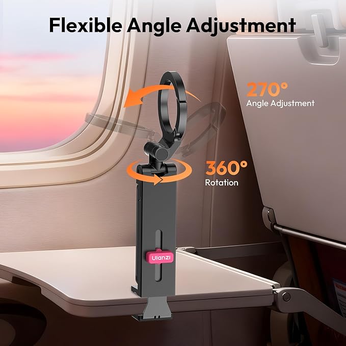 ULANZI MA88 Magnetic Phone Tripod Mount for MagSafe iPhone 17-12 Series, Strongest Magnet Handsfree Airplane Phone Holder for Woman Man, 360° Rotation Long Flight Travel Essentials for Seat Tray Table