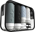DEPOZA Travel Bottles Kit (16 Pack) - TSA Approved, Leak Proof Silicone Squeezable Containers for Toiletries. Complete Set with Jars, Sprayers & Bag (Black)