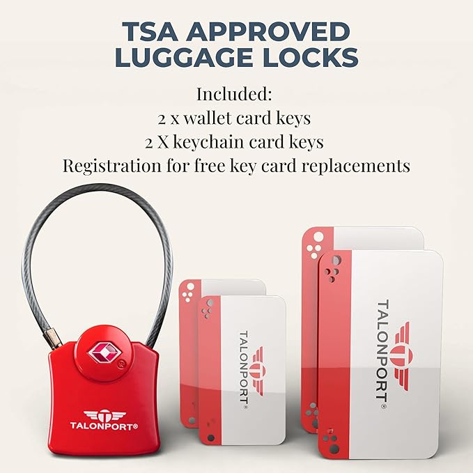 Keyless Luggage Locks TSA Approved, No Combination Needed, Lifetime Card Keys, Heavy-Duty Metal Suitcase Lock for Travel Essentials & Checked Bags (4 Pack)