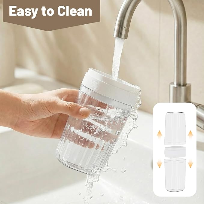 Toothbrush Travel Case, Large Enclosed Toothbrush and Toothpaste Holder Travel Container with Rinse Cup, Portable Bathroom Tooth Brush Storage Case Cover Protector for Traveling, Clear