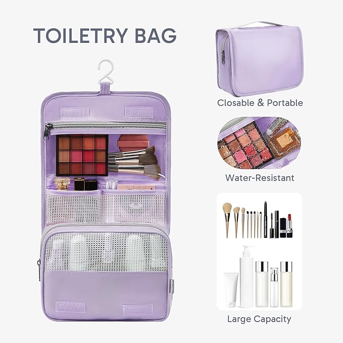OlarHike ALL INCLUDED 10 Set Durable Packing Cubes for Travel,Gifts for Women Mom,Luggage & Suitcase Organizers with Toiletry Bag,Vacation Essentials for Cruise & Plane,Beach Accessories,Light Purple