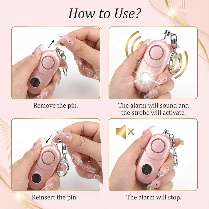 Personal Alarm for Women Keychain Alarm: Qoosea 135dB Emergency Keychain Siren with Strobe Light Loud Siren for Women Kids Students Seniors Emergency Self-Defense for Night Sports