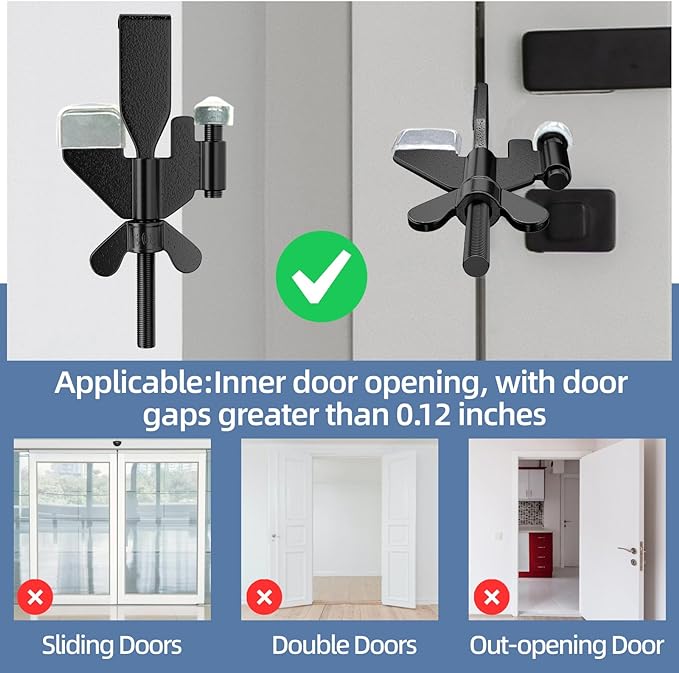 4 Pack Adjustable Portable Door Lock, Hotel Door Locks for Travelers, Prevent Unauthorized Entry, Door Stoppers Security for Travel Bedrooms Apartment Airbnb Dorm, with Silicone Caps