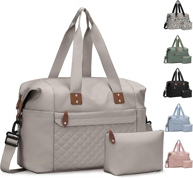 Pritent Travel Duffle Bag, Waterproof Weekender Overnight Hospital Bags for Women Men with Toiletry Bag Lightweight Carry on Personal Item Duffle Gym Bag for Travel, Airplanes, Sports