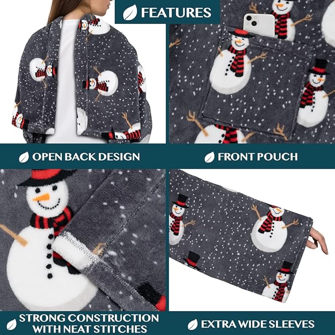 PAVILIA Wearable Blanket with Sleeves for Adult Women Men, Cozy Fleece Warm Wrap Throw with Arms, Gifts for Christmas, Wife