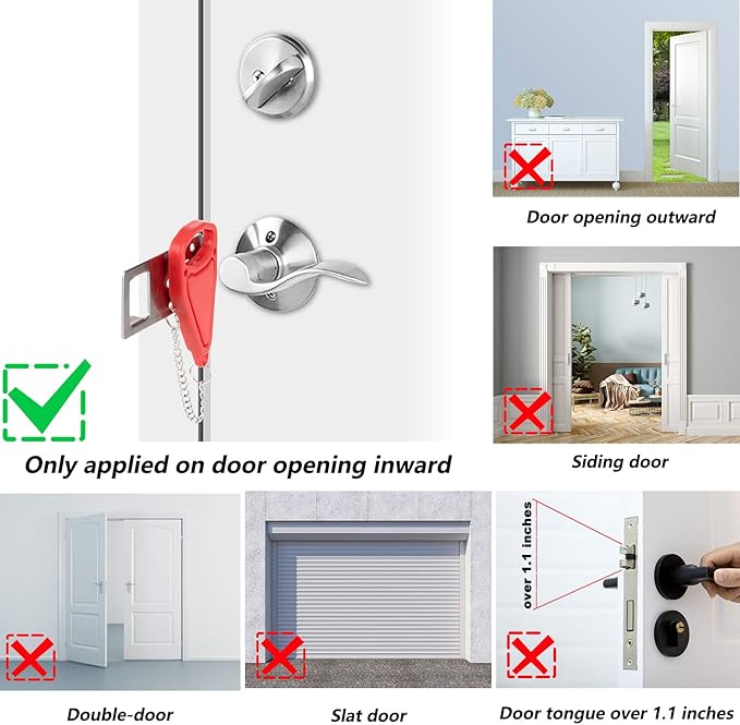 AceMining Portable Door Lock Home Security Door Locker Travel Lockdown Locks for Additional Safety and Privacy Perfect for Traveling Hotel Home Apartment College