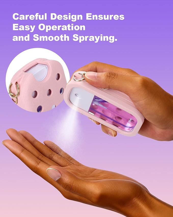 Palksky Hand Sanitizer Spray Case for Touchland,Hand Sanitizer Case with Keychain Holder for Power Mist and Glow Mist1 fl OZ Travel Size(Pink),Not Include Spray