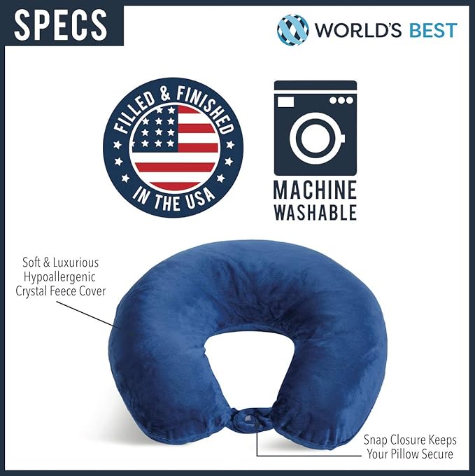Wolf Essentials Adult Cozy Soft Microfiber Neck Pillow for Travel – Compact, Machine Washable - Perfect for Airplane, Car, or Home Use - Filled and Finished in the USA – Charcoal Trellis