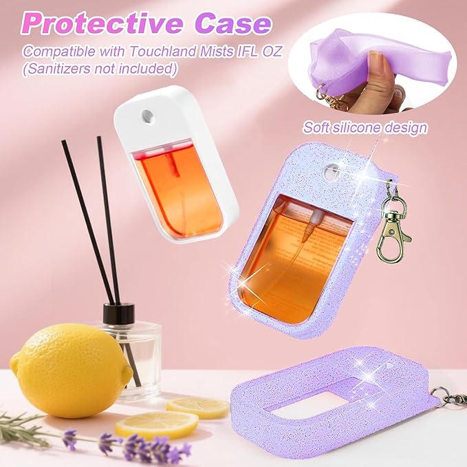 Silicone Case Compatible with Touchland Hand Sanitizer Spray, Protective Case for Power Mist and Glow Mist 1 fl oz