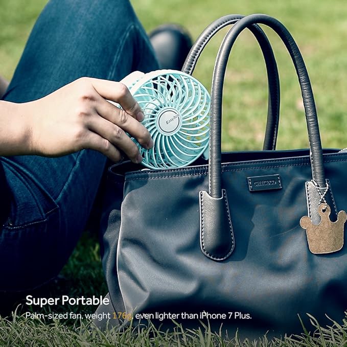 EasyAcc Mini Handheld Fan, USB Desk Fan Small Personal Portable Stroller Table Fan with Rechargeable Battery Operated Cooling Folding Electric Fan 3-10H Working Hours for Travel Office Outdoor