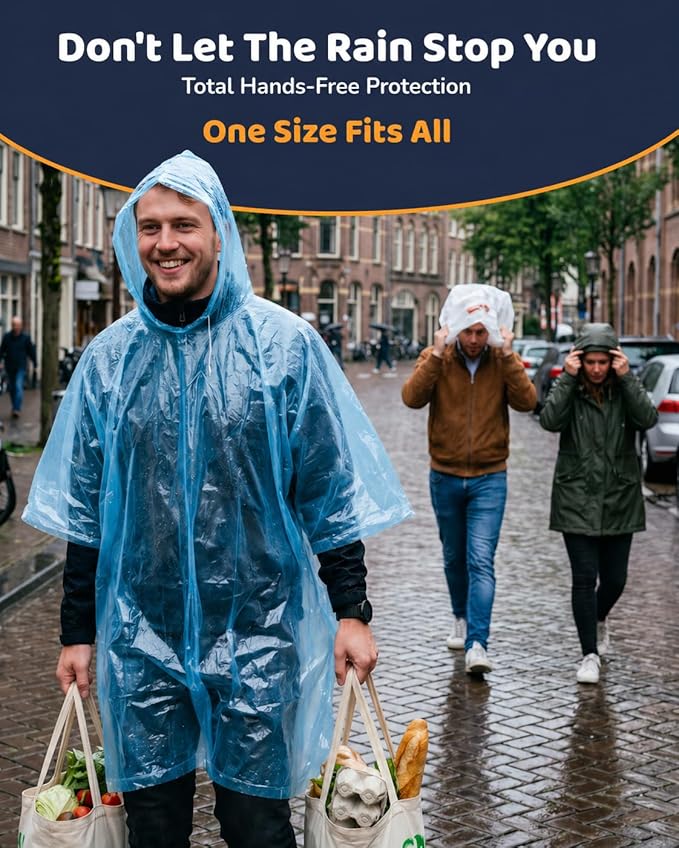 Hagon PRO Disposable Rain Ponchos for Adults (5 Pack)