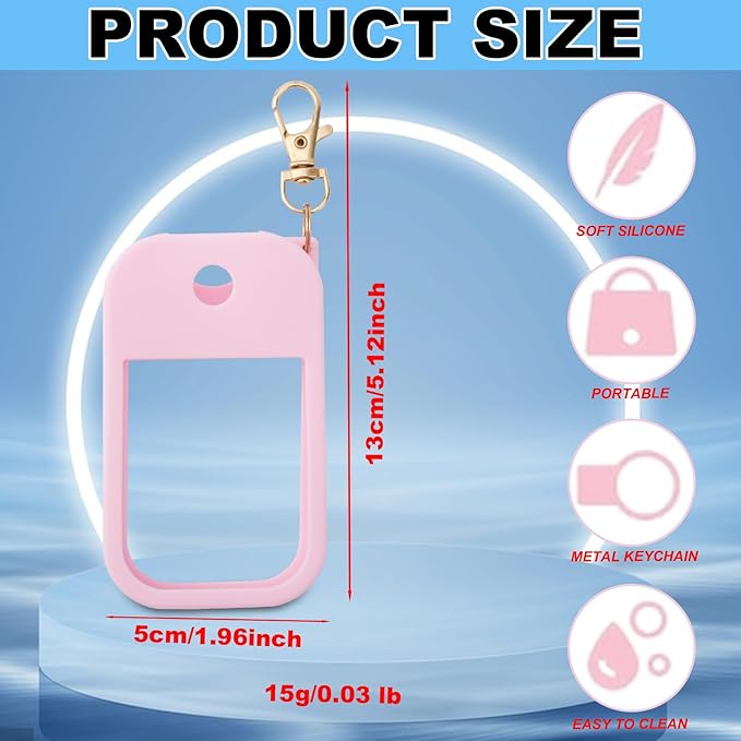 lasuroa Hand Sanitizer Spray Case, Thickened Silicone Case Compatible with Touchland Hand Sanitizer Spray with Keychain for 1 Fl Oz Portable Accessory for Travel (Pink)