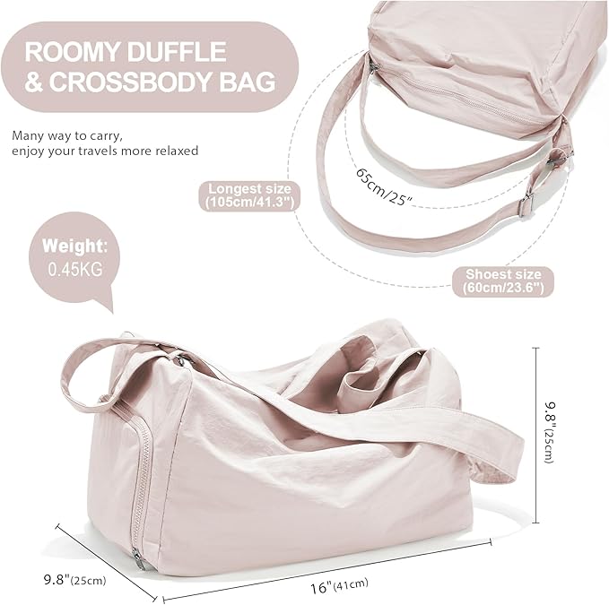 Small Gym Bag with Shoe Compartment, Workout Sport Duffle Bag for Women Travel, Waterproof Shoulder Overnight Bags Lightweight Carry on Tote Bags for Swim, Yoga, Dance