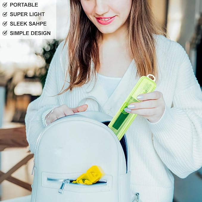 Yeeco Toothbrush Case 2 Packs, Transparent Green Travel Size, Plastic Holder, 7.87 x 1.85 x 1.18 Inches Portable for Traveling