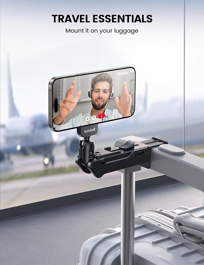 Lamicall for Magsafe Airplane Phone Holder, Airplane Travel Essentials for Flying Plane, Handsfree Airport Phone Mount Long Flight Must Haves for Woman Man Fits iPhone 17 16 15 14 Pro Max Series